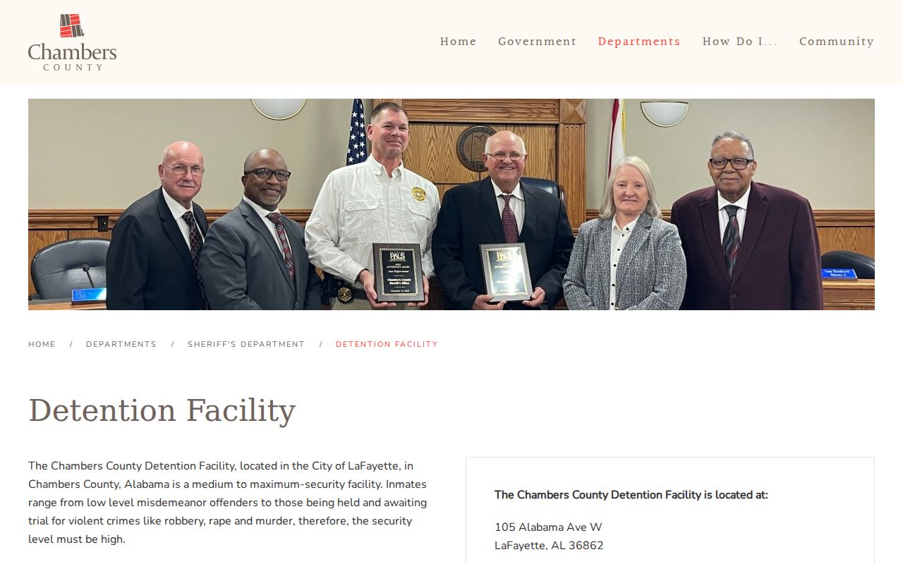 Official Chambers County arrest booking and detention facility page