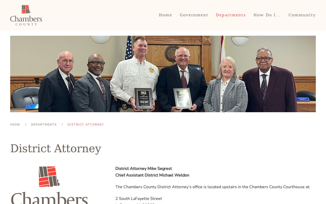 Fifth Judicial Circuit District Attorney source for Chambers County criminal cases