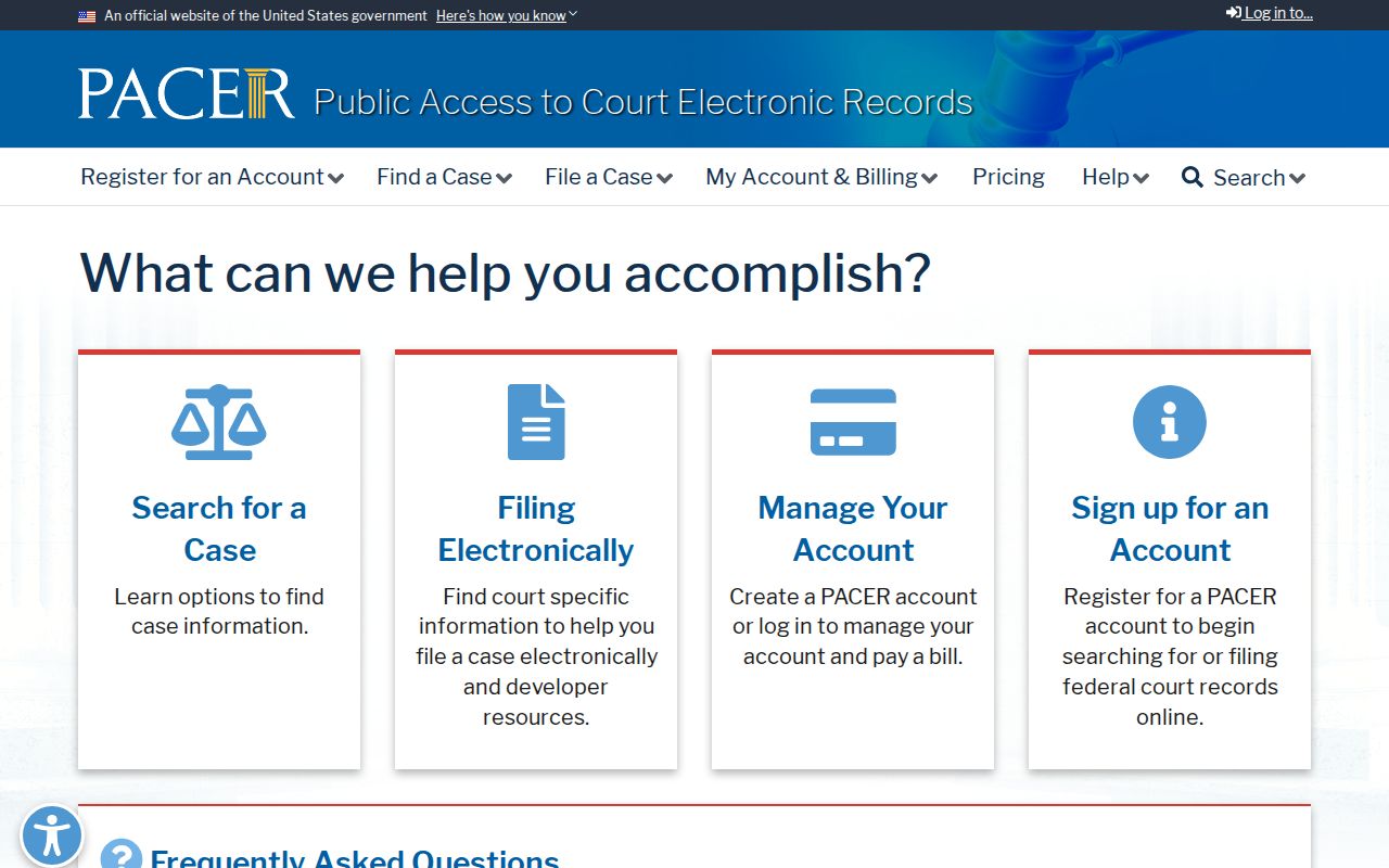 PACER federal court portal for cases arising in Chambers County