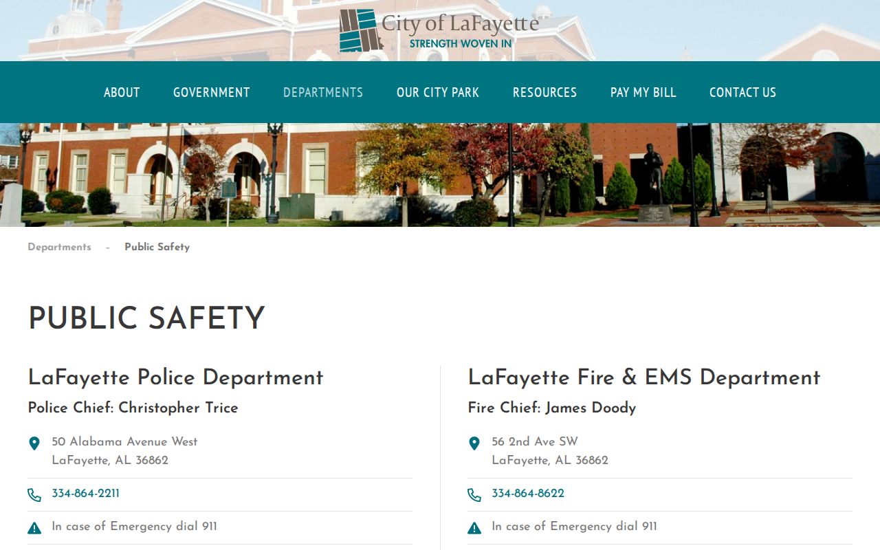 LaFayette criminal records at the police and public safety department