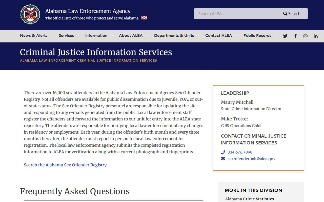 Chambers County sex offender lookup at the ALEA registry gateway