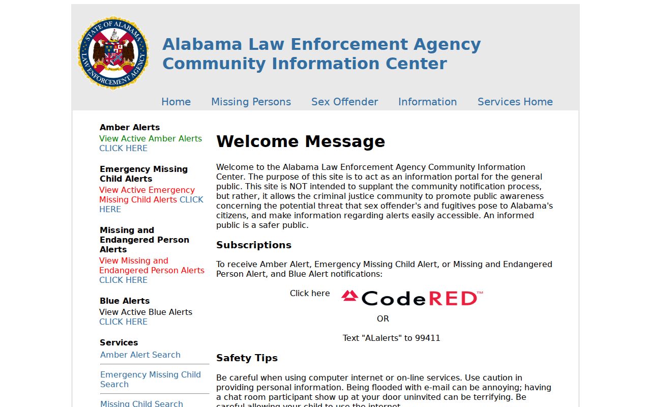 Chambers County sex offender search through ALEA Community Information Center